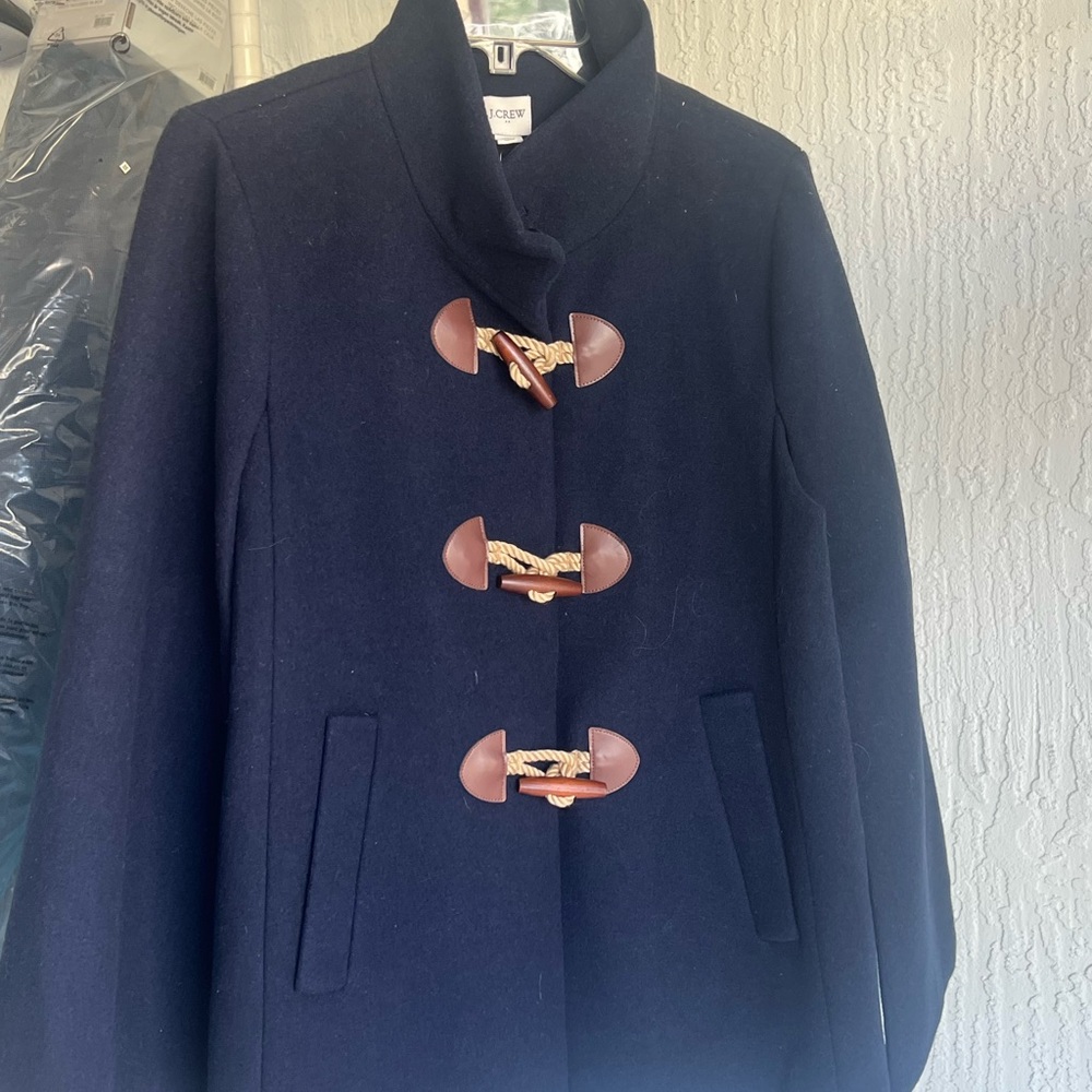 J. Crew Navy Pea Coat with Brown Toggles